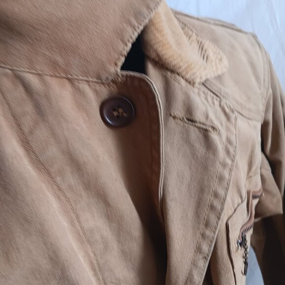 Large Vintage 1950s Tin Cloth Corduroy Collar Hunting Jacket With Shell Pockets - Picture 9 of 11